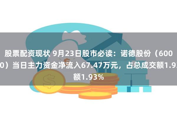 股票配资现状 9月23日股市必读：诺德股份（600110）当日主力资金净流入67.47万元，占总成交额1.93%